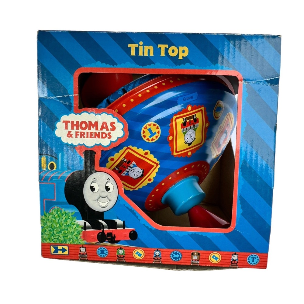 Schylling Thomas & Friends Tin Top Metal Spinning Toy Blue Vintage Style Train